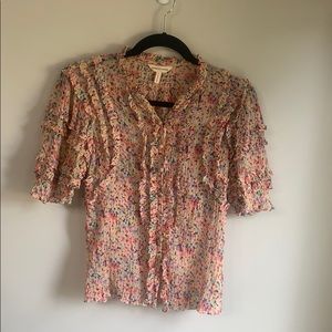 Rebecca Taylor Margo Floral Print Ruffle Top - 6